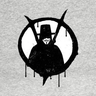 V For Vendetta Guy Fawkes Spraypaint Stencil T-Shirt